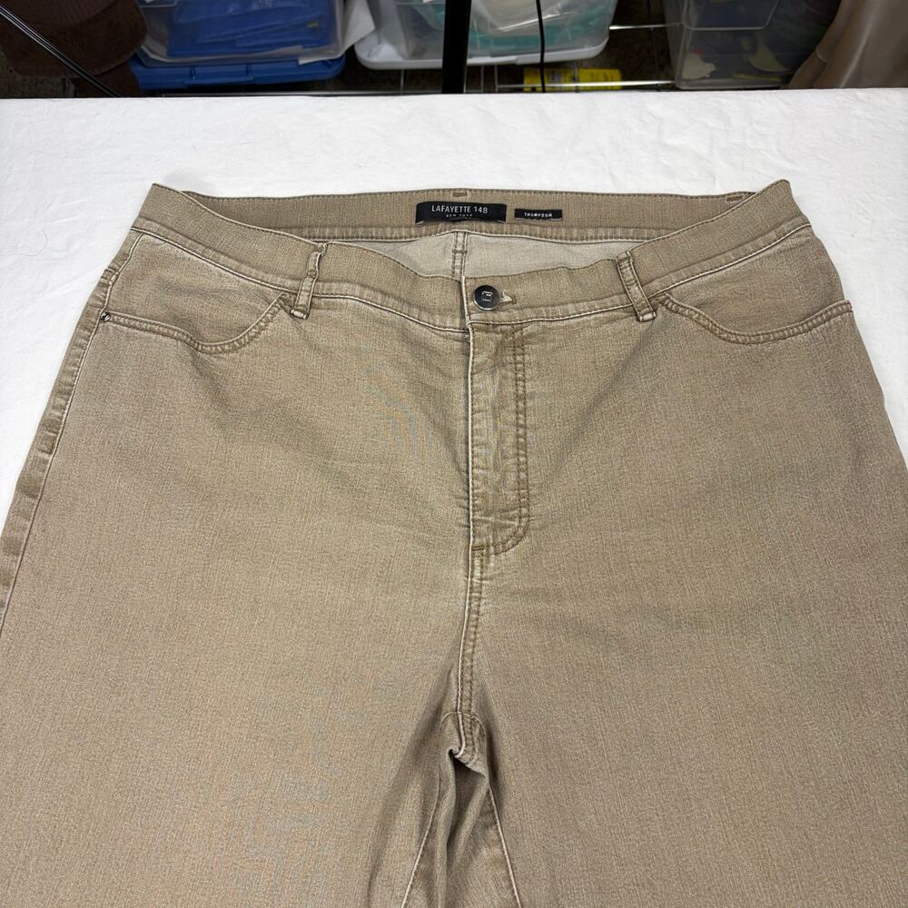 Lafayette 148 womens Thompson brown faded soft denim pants. Size 12 quiet luxury - Picture 3 of 6